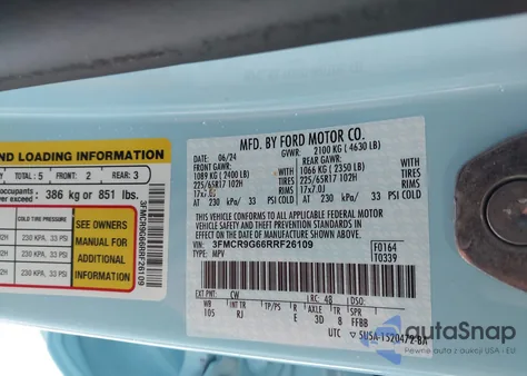 2024 Ford Bronco Sport Heritage из США, поврежденный, VIN 3FMCR9G66RRF26109